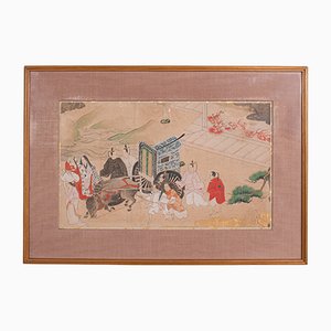 Stampa Woodblock After Heian, scena giapponese, 1900