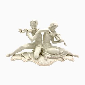 German Porcelain Figurine Two Musicians, 1950s