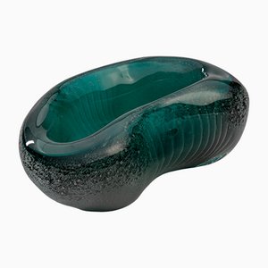 Italian Murano Sommerso Glass with Green Bubbles Bowl/Ashtray by Alfredo Barbini for Vamsa, 1938