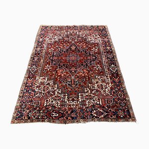 Antique Red Brown Blue Wool Oriental Hand Made Heriz Carpet