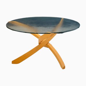 Beech and Glass Coffee Table from Maison Regain, 1970
