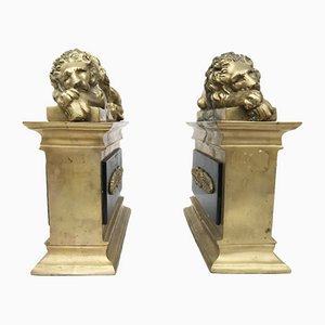 Bronze Lion Bookends, 19th Century, Set of 2