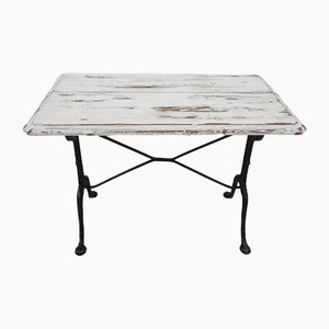 Bistro Table with Wooden Top on Cast Iron Frame