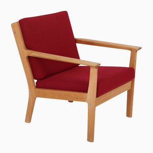 Danish Oak and Wool Fabric Ge265 Chair by Hans J. Wegner