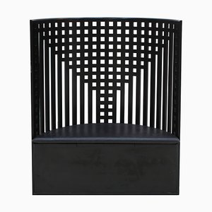 Italian Black Ashwood Willow Armchair by Charles Rennie Mackintosh