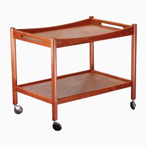 Carrito de servicio o bar danés de teca de Hans J. Wegner para Andreas Tuck, años 60