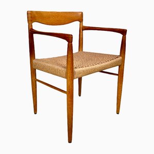 Danish Oakwood and Paper Cord Armchair by Henry W. Klein for Bramin, 1960s