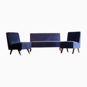 LCPJ-010811 Niedriges Sofa Set von Le Corbusier & Pierre Jeanneret, 1950er, 3er Set