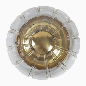 Large Brass & Smoked Glass Sunburst Ceiling or Wall Light Sconce from Limburg, Germany, 1970s