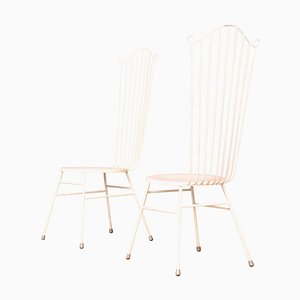 White Metal Chairs, Set of 2