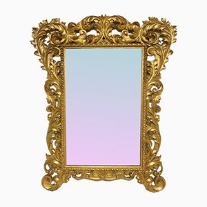 Italian Mirror with Gold-Gilded Leaves