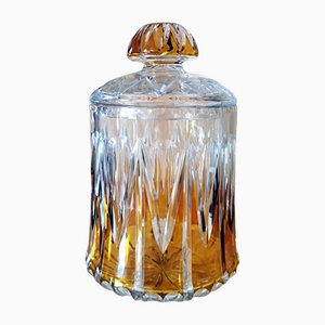 Art Deco Clear and Colored Crystal Jar with Lid, France