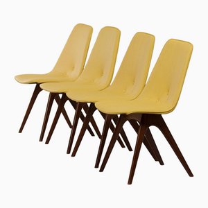Sillas de comedor de teca en amarillo de Van Os, años 50. Juego de 4