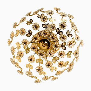 Gold-Plated Flower Wall Light or Flush Mount from Palwa, 1970s