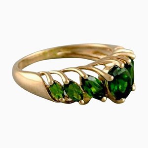 Vintage Scandinavian 8 Carat Gold Ring with Green Stones