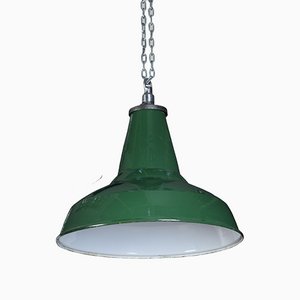 Lampade a sospensione vintage industriali smaltate, set di 8