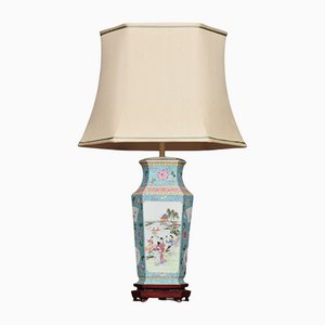 Famille Rose Canton Porcelain Vase Lamp