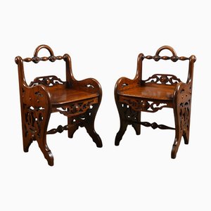 Early Victorian Mahogany Hall Chairs in the Style of Richard Bridgens, Set of 2