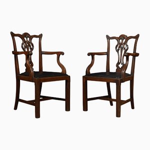 Mahogany Chippendale Revival Armchairs, Set of 2