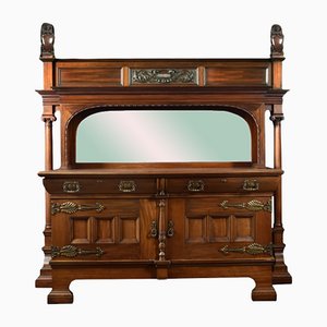 Large Carved Walnut Mirrored Back Sideboard