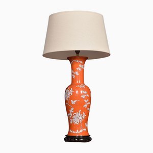 Lámpara china de porcelana con forma de balaustre