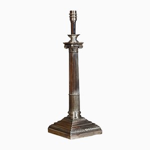 Silver Plate Corinthian Column Table Lamp