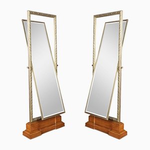 Espejos Cheval de dos caras con marco de bronce de Versace. Juego de 2