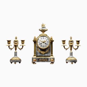 French Clock Set by Lemerle-Charpentier and Cie Paris, Set of 3