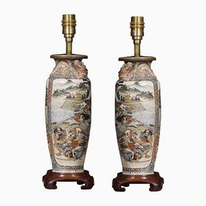 Satsuma Baluster-Shaped Vase Lamps, Set of 2