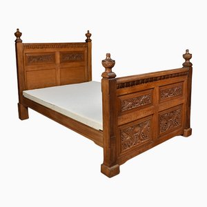 Carved Oak Double Bed