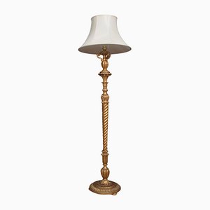 Lampe Standard en Bois Sculpté Doré