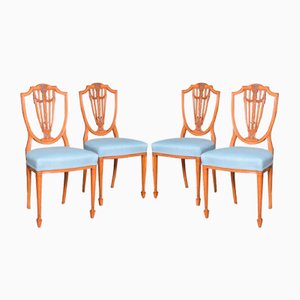 Georgian Revival Satinwood Side Chairs, Set of 4
