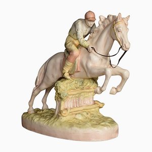 Porcelain Figure of a Jumping Race Horse from Royal Dux