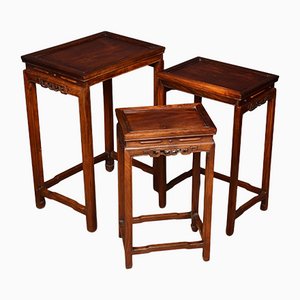 Graduated Chinese Rosewood Nesting Tables, Set of 3