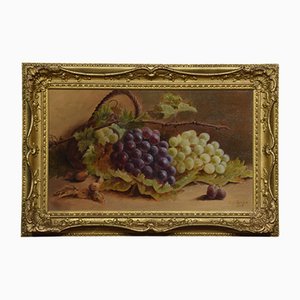 TJ George, Still Life of Grapes, años 10, óleo sobre lienzo, enmarcado