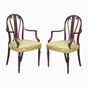 Hepplewhite Design Mahogany Armchairs, Set of 2