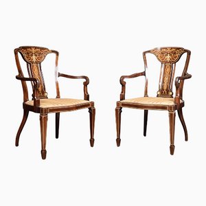 Rosewood Inlaid Armchairs, Set of 2