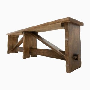 Antique Rustic Country House Hall Oak Bench