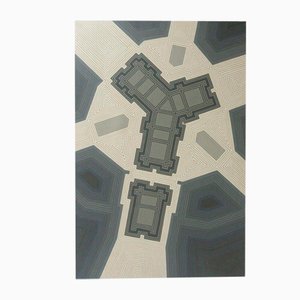 Gerald Rickards, Peinture Géométrique, Acrylique sur Toile, Encadrée