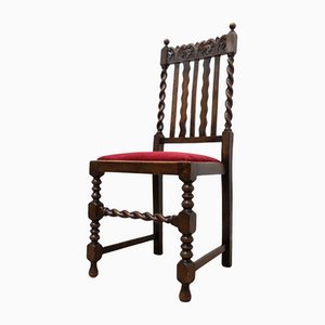 Antique Edwardian Barley Twist Oak Occasional Chair, 19th Century