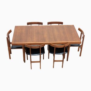 Dänischer Mid-Century Teak Esstisch & Stühle von Bernhard Pedersen für France & Son, 7er Set