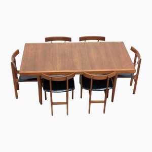 Mid-Century Danish Teak Dining Table & Chairs by Bernhard Pedersen for France & Son, Set of 7