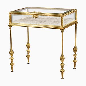Napoleon III Vitrine aus vergoldeter Bronze & Glas