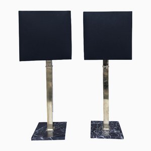 Brass and Marble Table Lamps, Italy, Set of 2