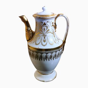 Napoleon III Porcelain De Paris Chocolate Teapot with Pure Gold Decorations