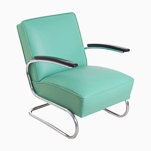 Green Leather Cantilever Chair