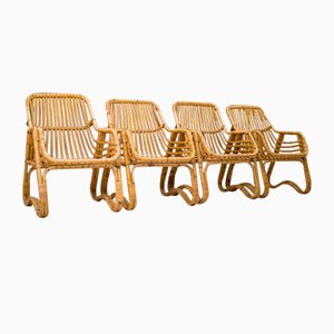 Bamboo Armchair, Italy, 1960s, Set of 4