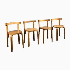 Chaises en Bouleau Plaqué par Alvar Aalto, Set de 4