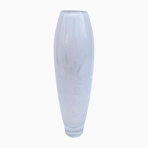 Laminated Latticino Glass Vase with Bubbles