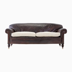 English Leather Sofa, 1920s